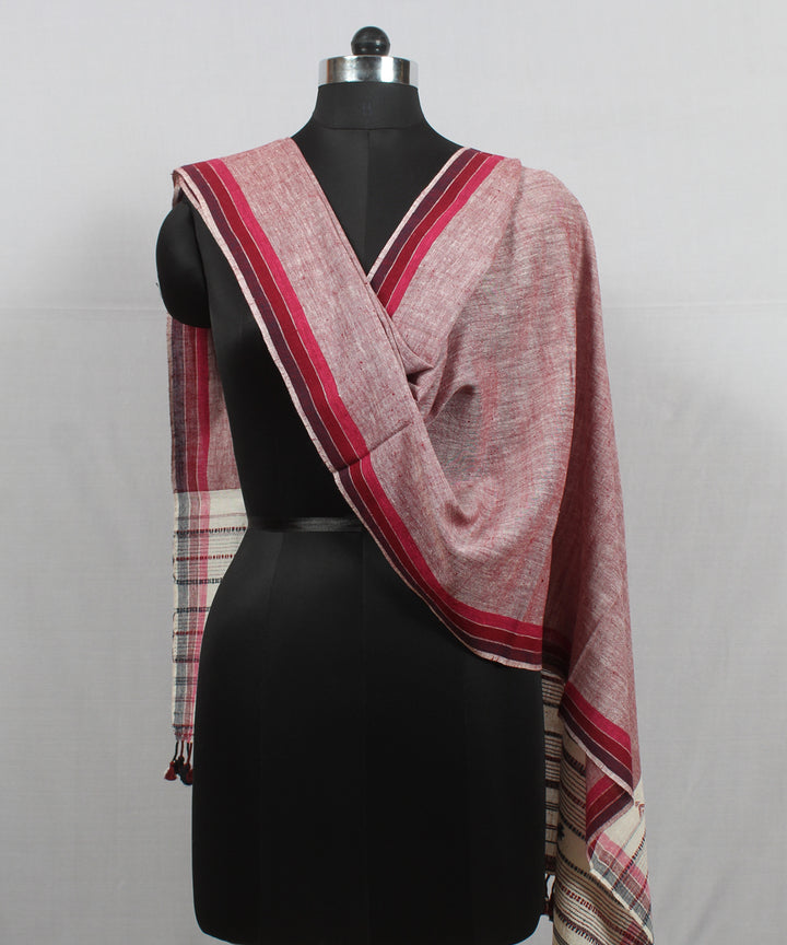 Offwhite striped handloom kala bhujodi cotton stole