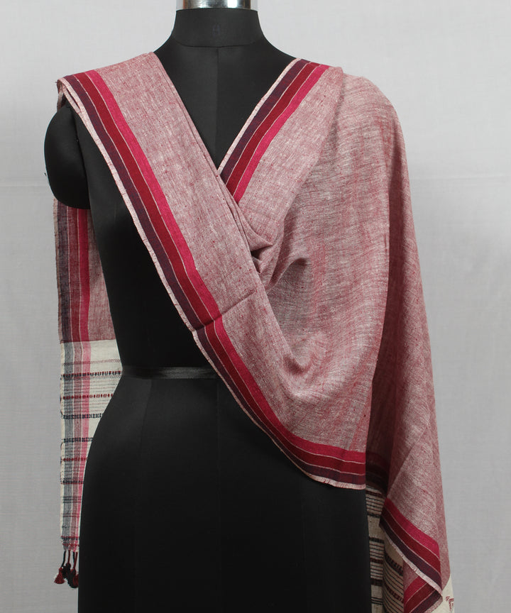 Offwhite striped handloom kala bhujodi cotton stole