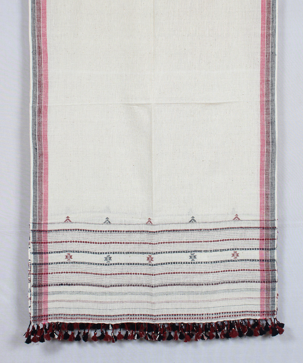 Offwhite striped handloom kala cotton bhujodi stole
