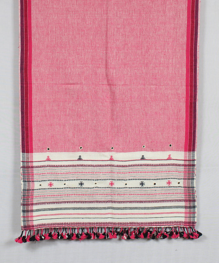 Multicolor red black handloom kala cotton bhujodi stole