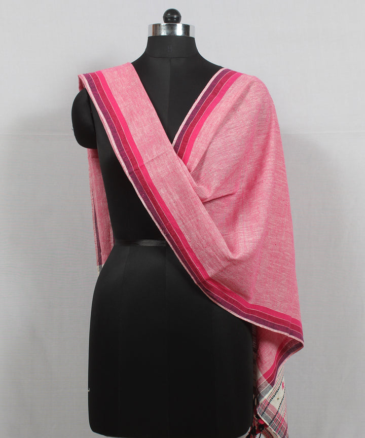 Multicolor red black handloom kala cotton bhujodi stole