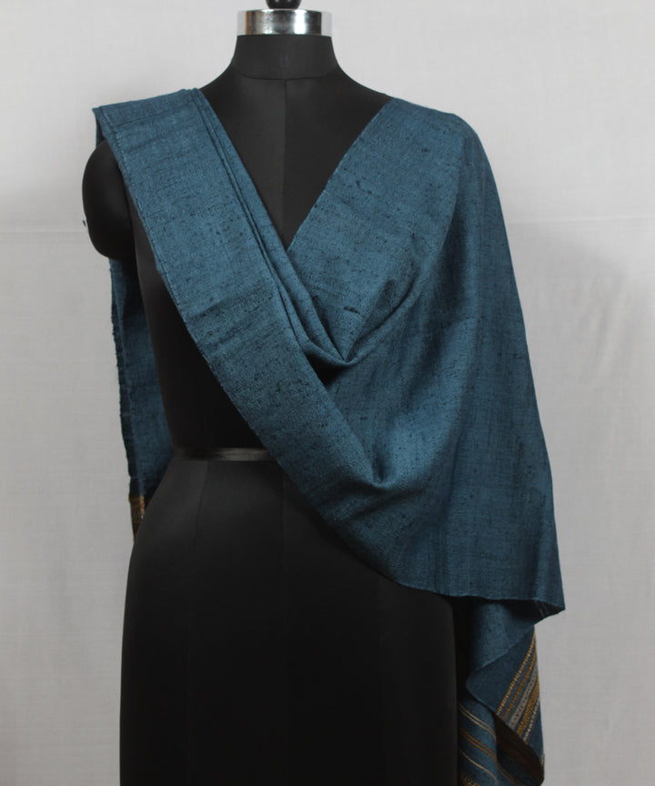 Indigo yellow handloom wool by silk bhujodi stole