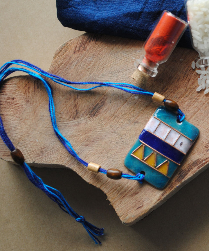 Blue copper hand made enamelling rakhi