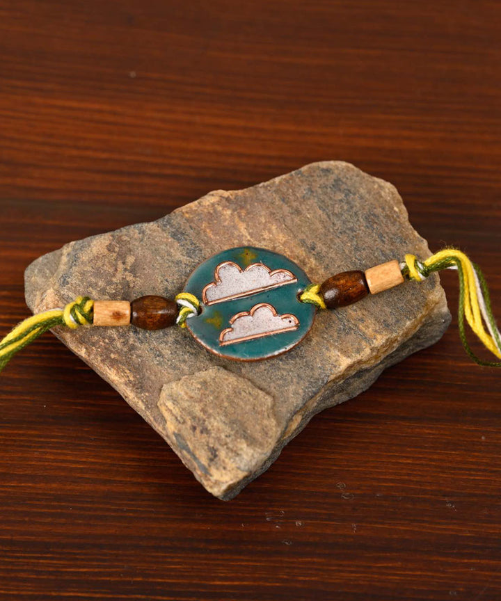Blue enamelling copper handmade  rakhi
