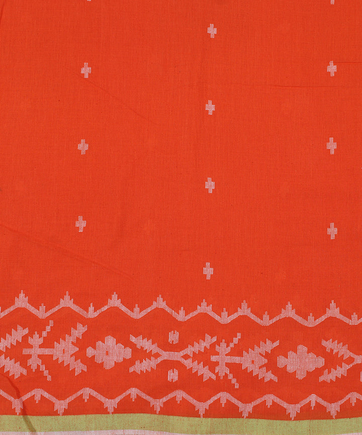 0.7m Orange handwoven jamdani cotton bordered fabric
