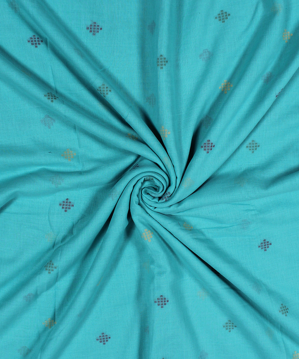 Sky blue handwoven jamdani cotton fabric