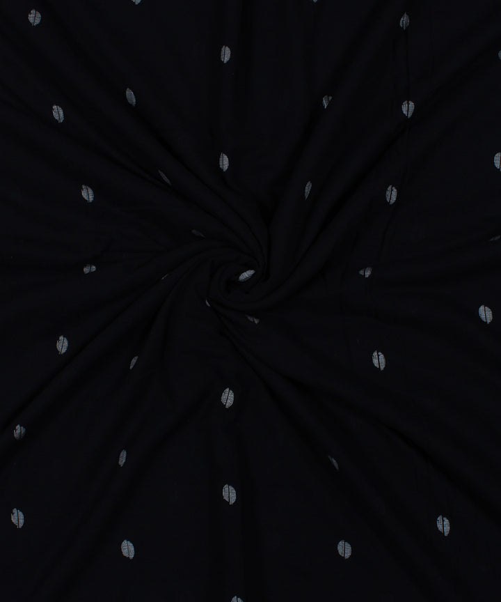 Black handwoven jamdani cotton fabric