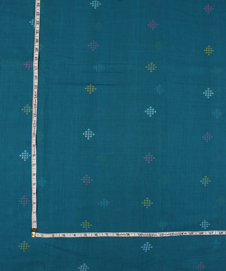 Blue handwoven jamdani cotton fabric