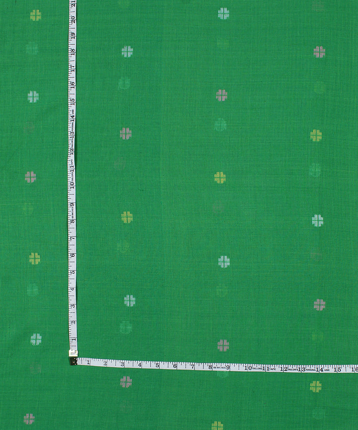 Light green handwoven jamdani cotton fabric