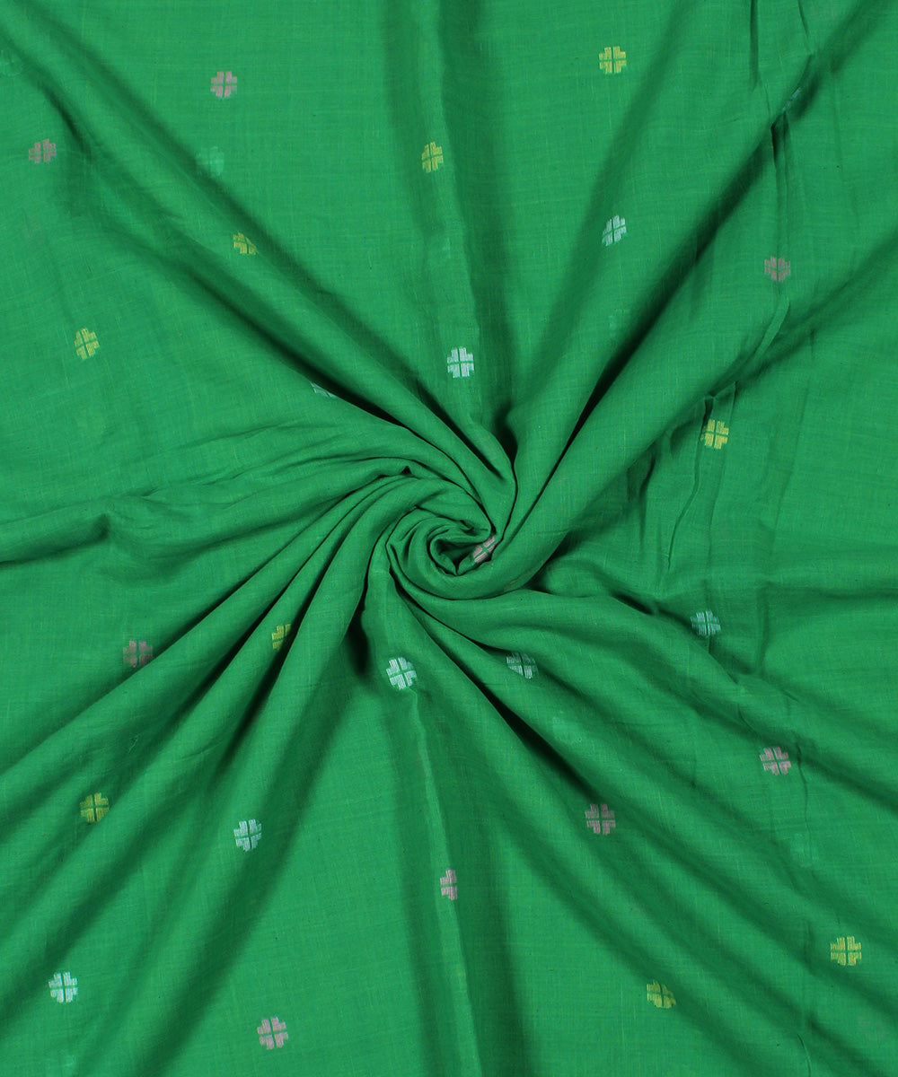 Light green handwoven jamdani cotton fabric