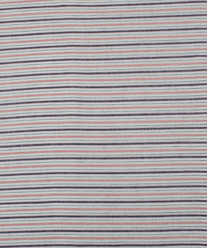 Blue pink handwoven bengal cotton stripes fabric