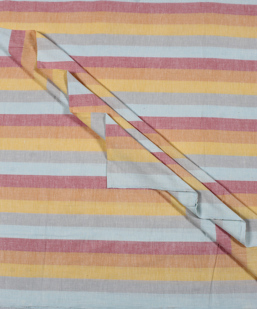 Multicolor handwoven bengal cotton stripes fabric