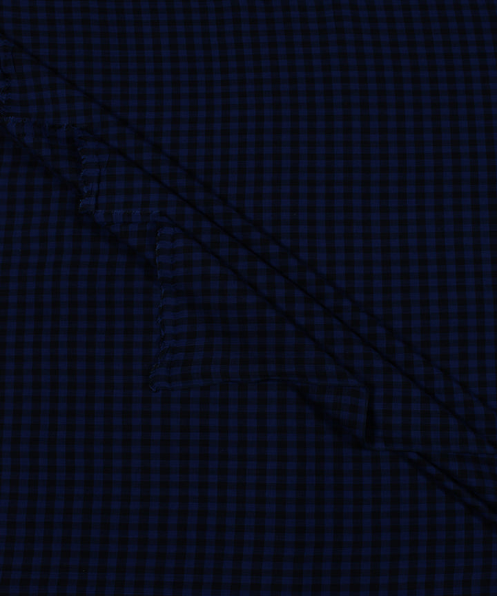 Blue black handwoven bengal cotton checks fabric