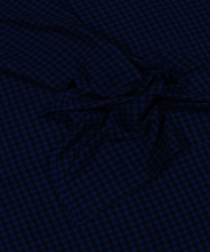 Blue black handwoven bengal cotton checks fabric