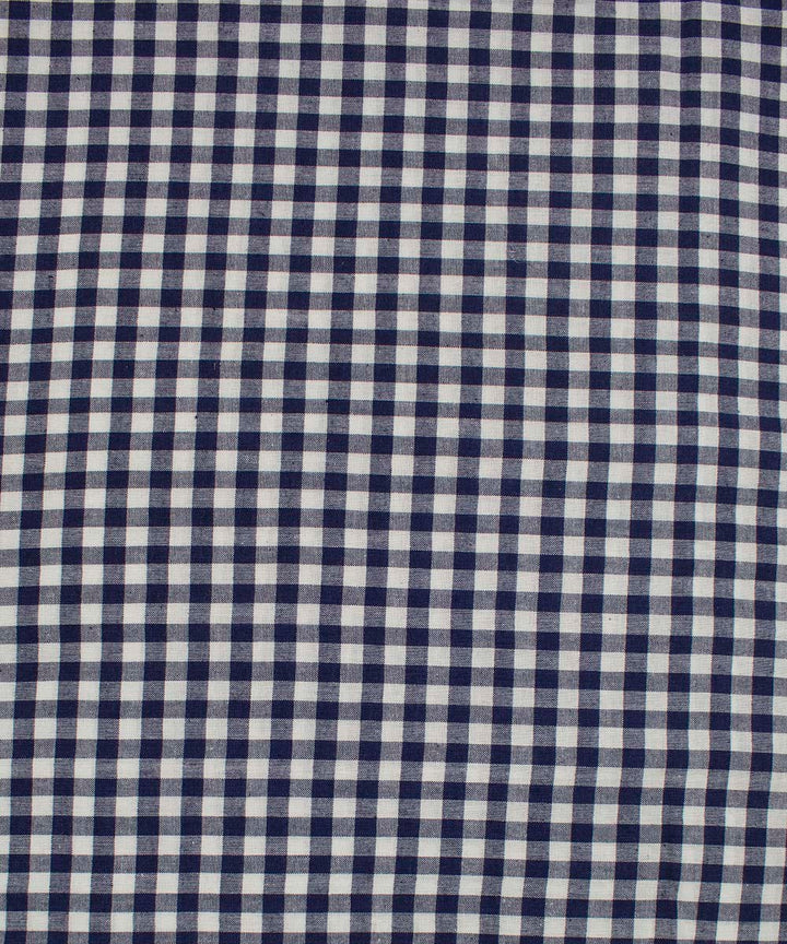 White navy blue checks handwoven bengal cotton fabric