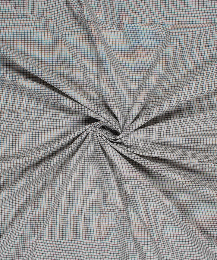 White black checks handwoven bengal cotton fabric