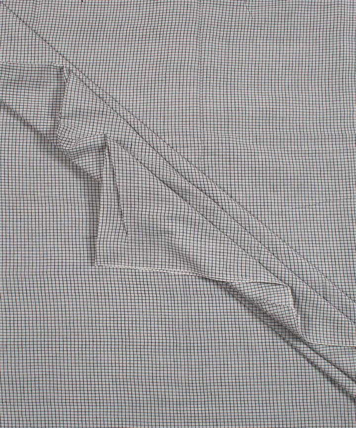 White black checks handwoven bengal cotton fabric