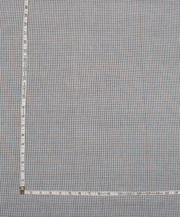 White black checks handwoven bengal cotton fabric