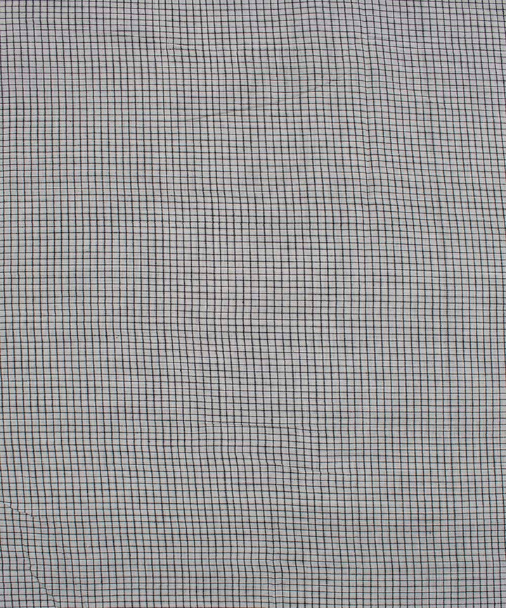 White black checks handwoven bengal cotton fabric