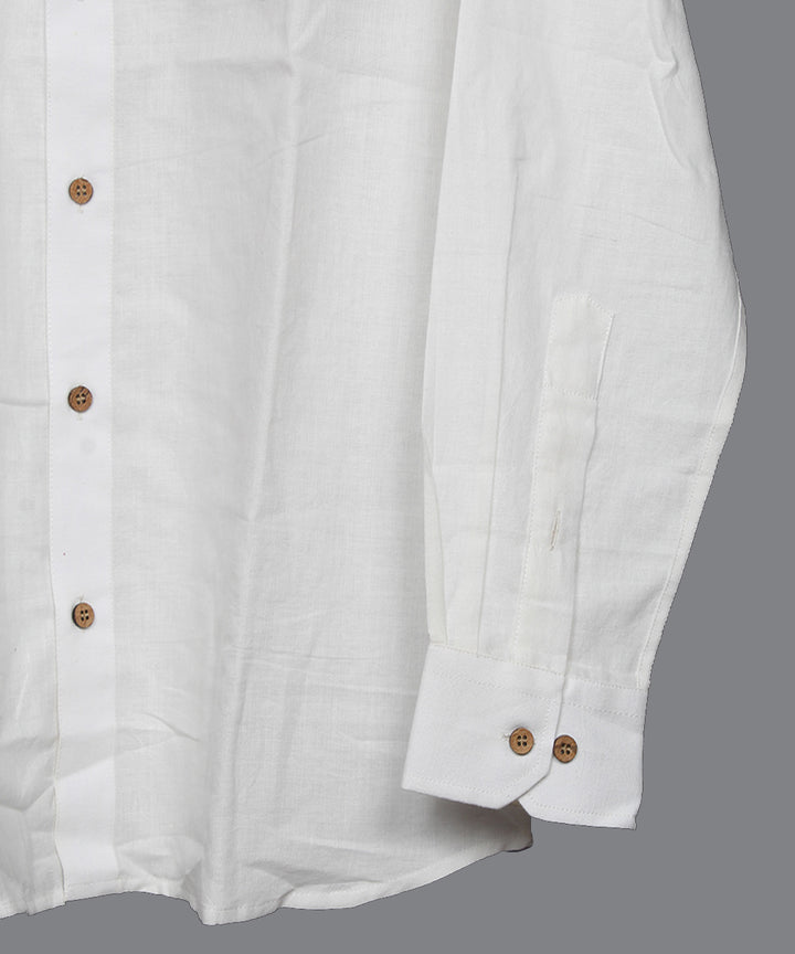 White handwoven cotton formal collar shirt