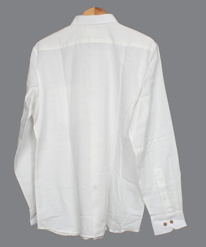 White handwoven cotton formal collar shirt