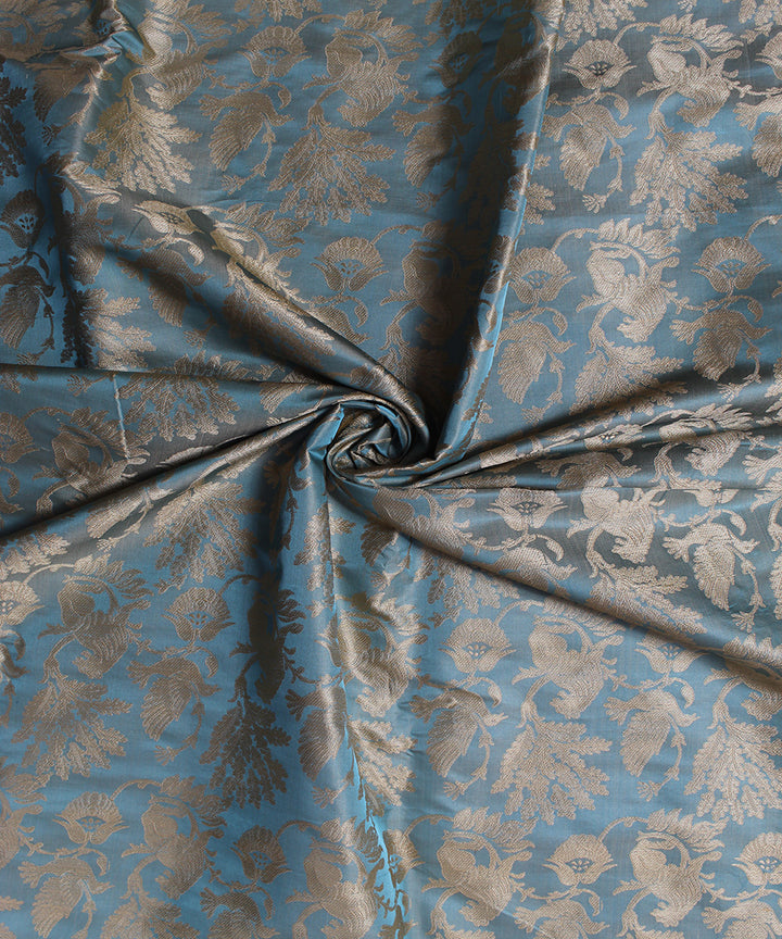 Sky blue handwoven silk banarasi fabric