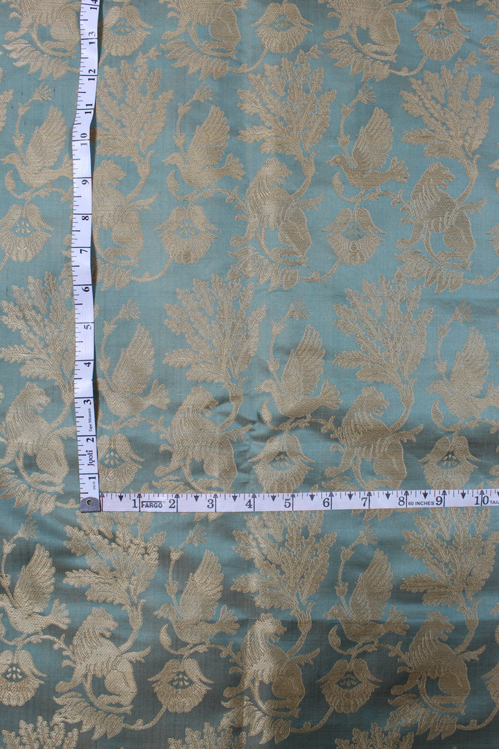 Sky blue handwoven silk banarasi fabric