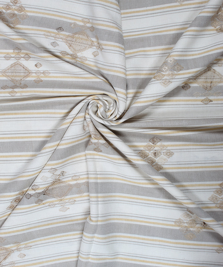 White striped extra weft cotton bhuj fabric