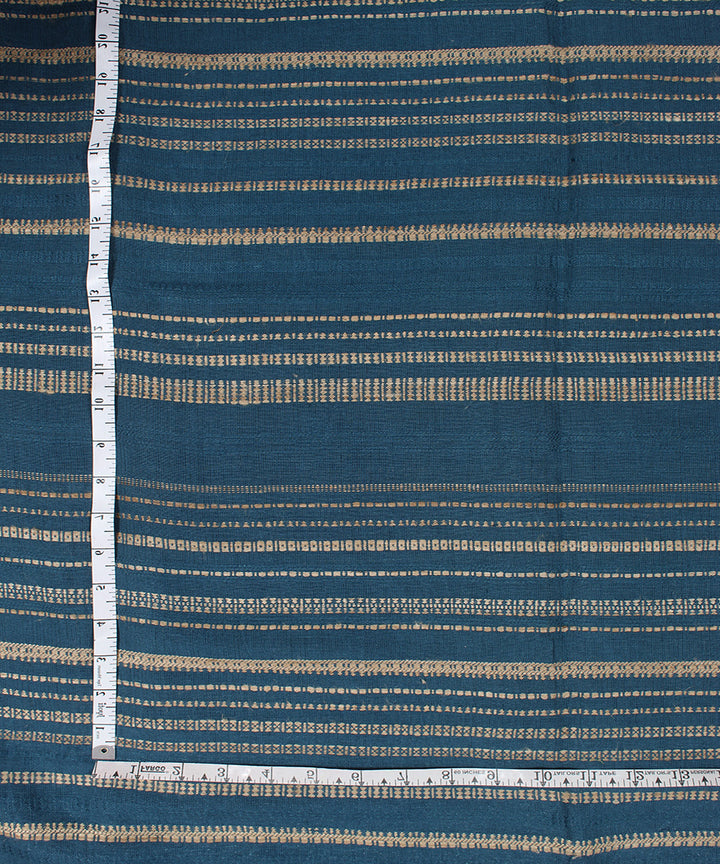 Navy blue extra weft linen bhuj fabric