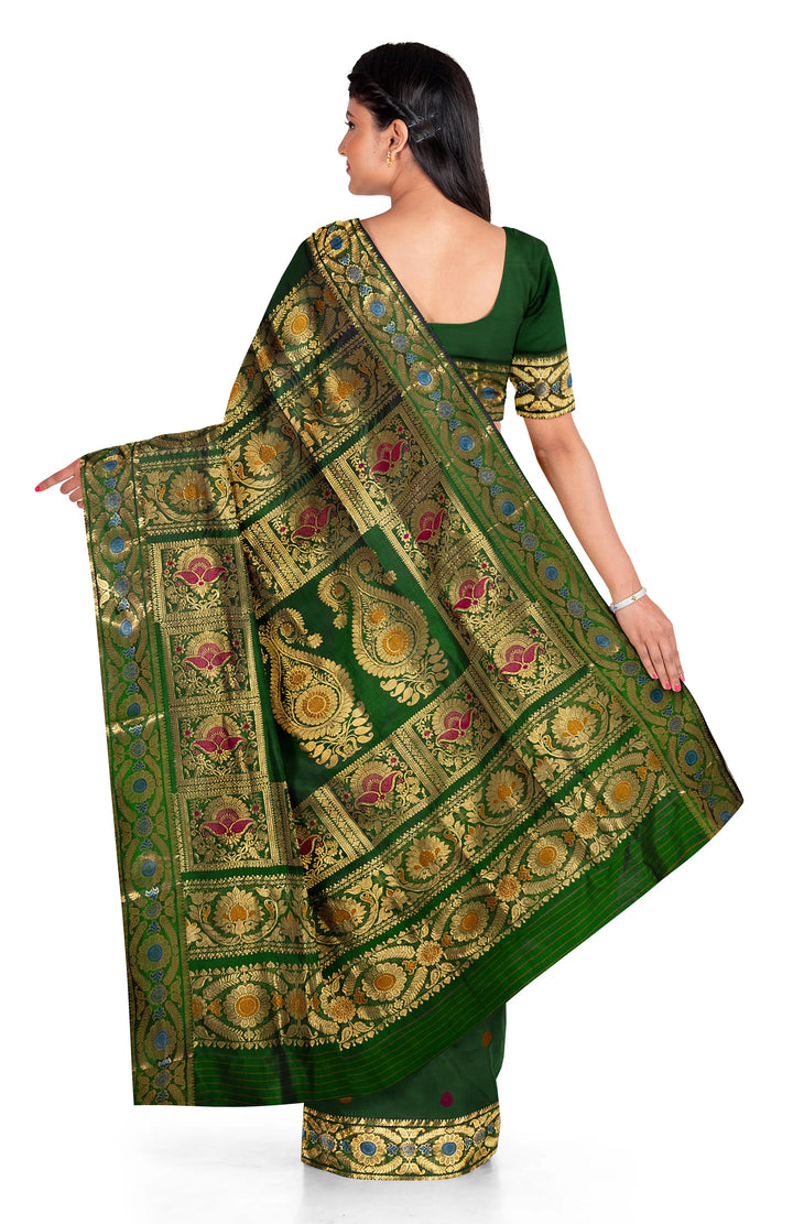 Green handwoven baluchari silk saree
