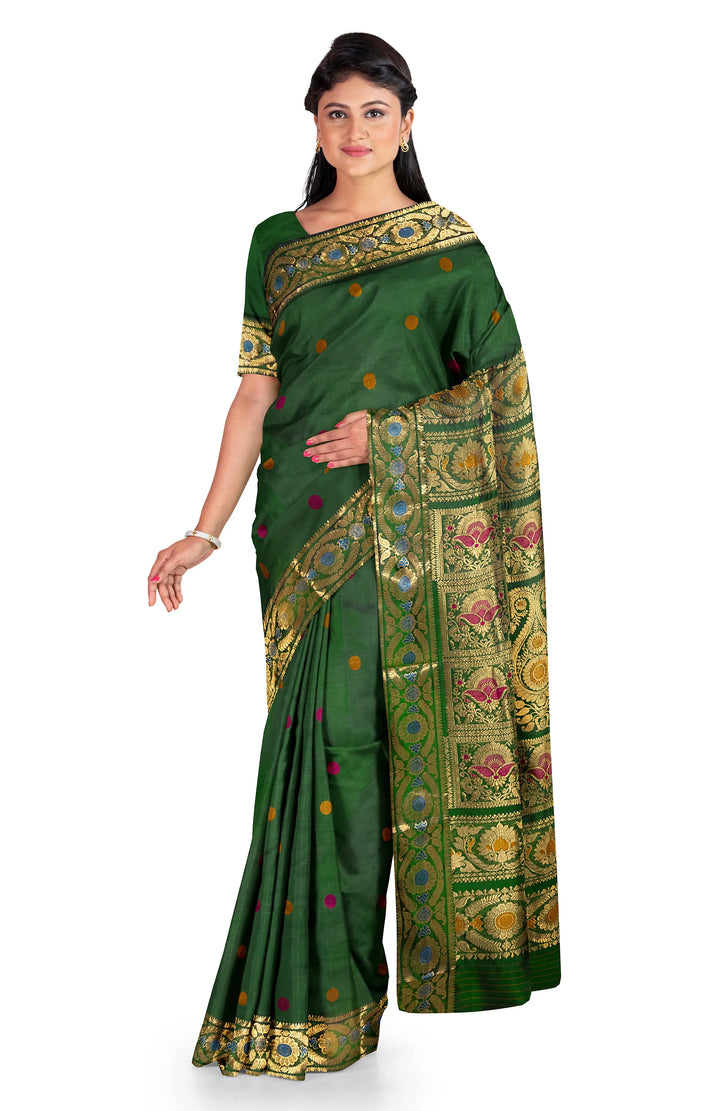 Green handwoven baluchari silk saree
