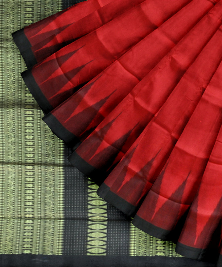 Red black handloom bomkai silk saree