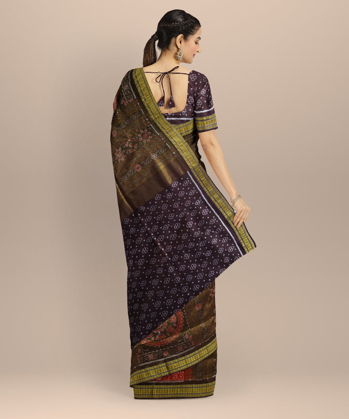 Multicolor coffee silk handloom sambalpuri saree