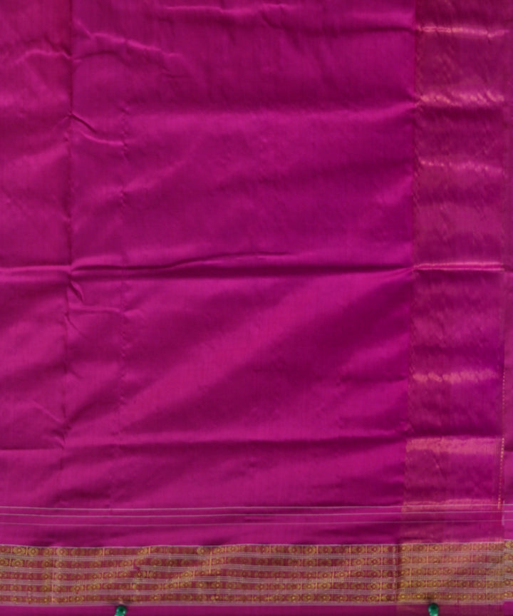 Sky blue deep pink silk handloom sambalpuri saree