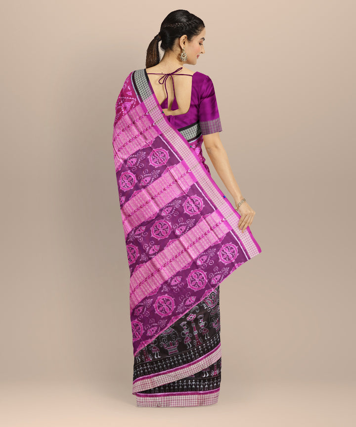 Multicolor deep pink silk handloom sambalpuri saree