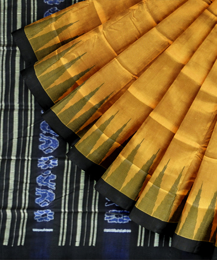 Yellow black silk handloom sambalpuri saree