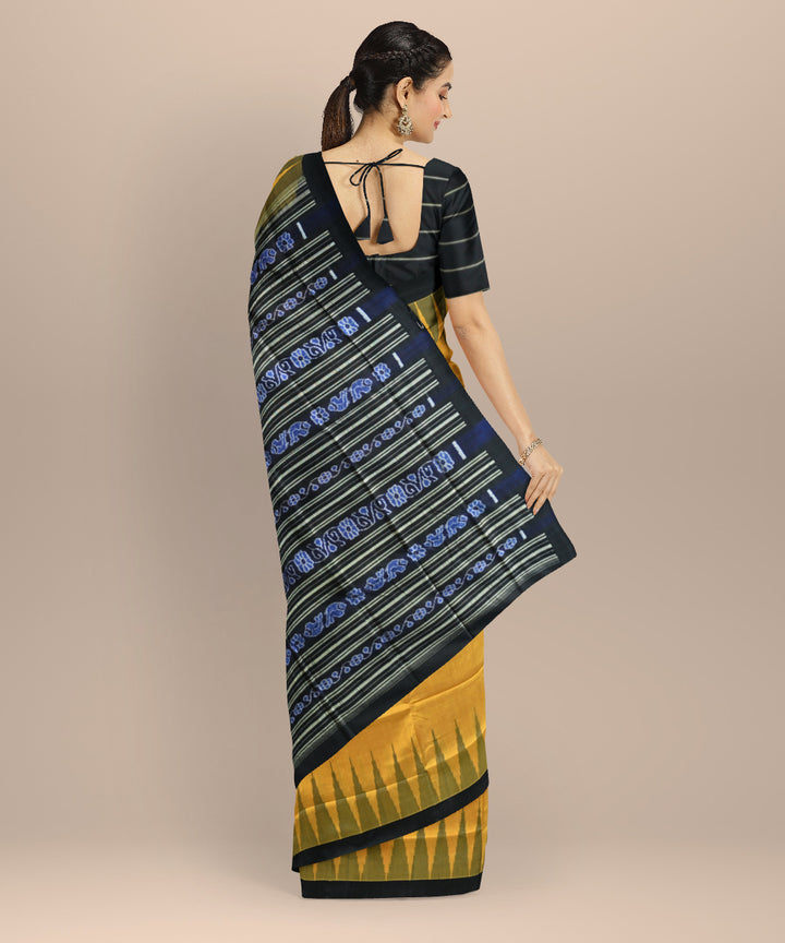 Yellow black silk handloom sambalpuri saree