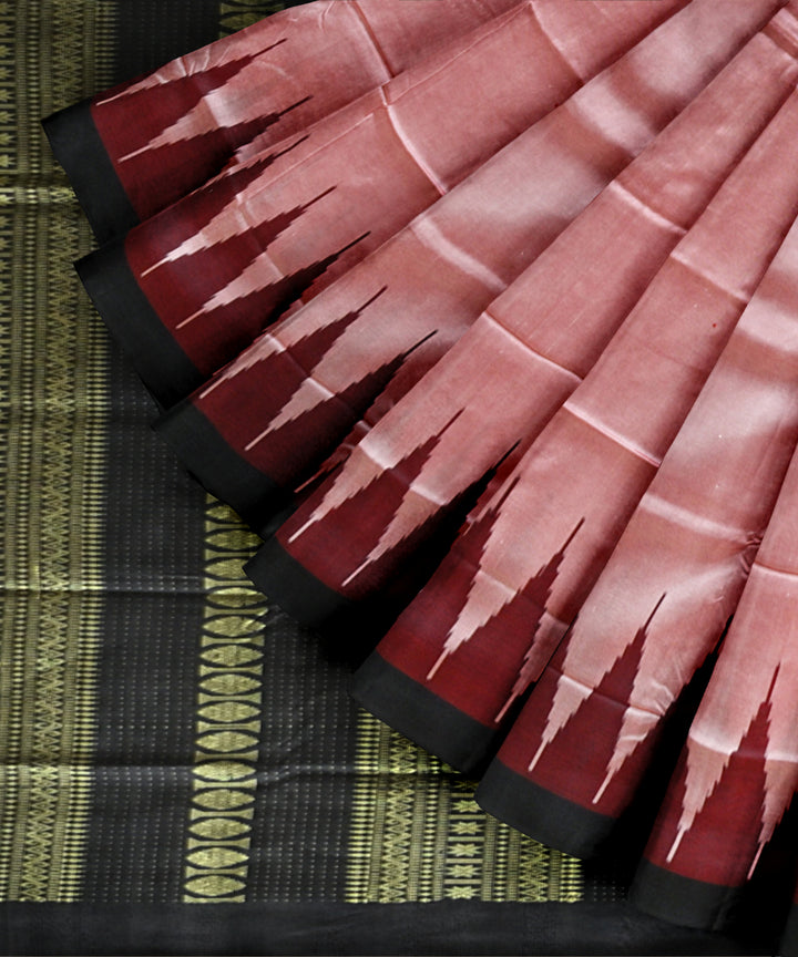 Pink black silk handloom sambalpuri saree