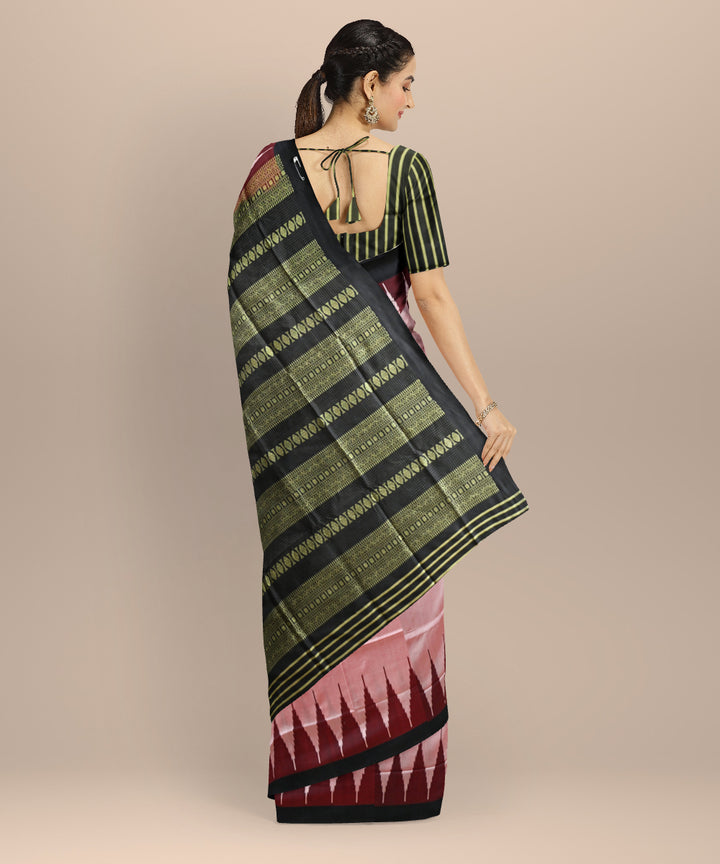 Pink black silk handloom sambalpuri saree
