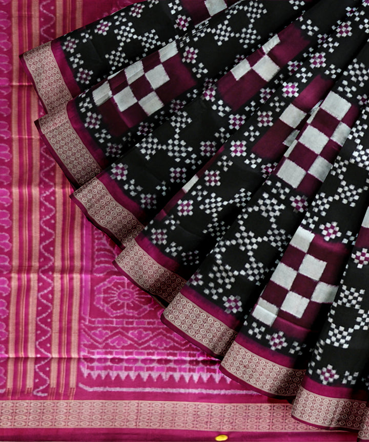 Multicolor deep magenta silk handloom sambalpuri saree