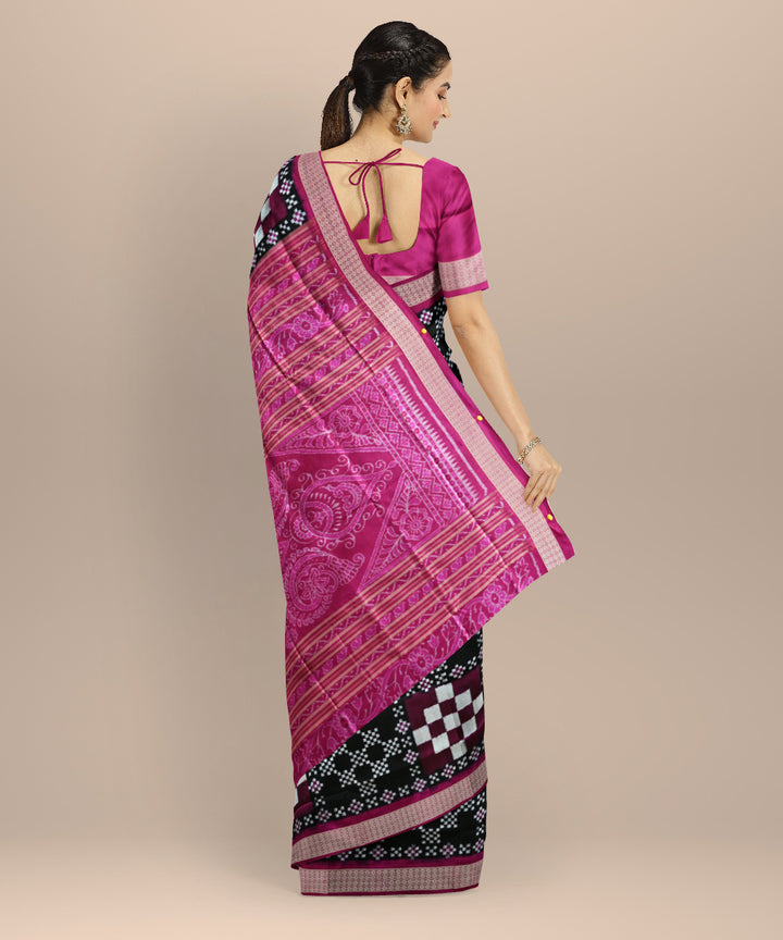 Multicolor deep magenta silk handloom sambalpuri saree
