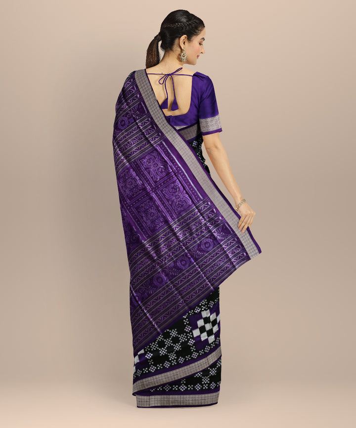 Multicolor violet silk handloom sambalpuri saree