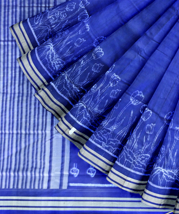 Sky blue cerulean silk handloom sambalpuri saree