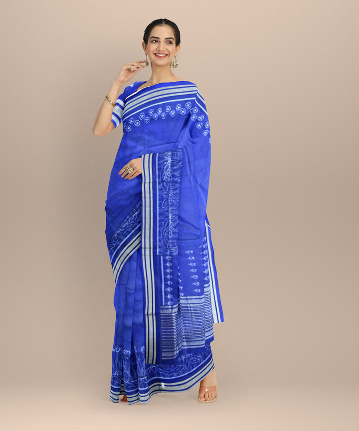 Sky blue cerulean silk handloom sambalpuri saree