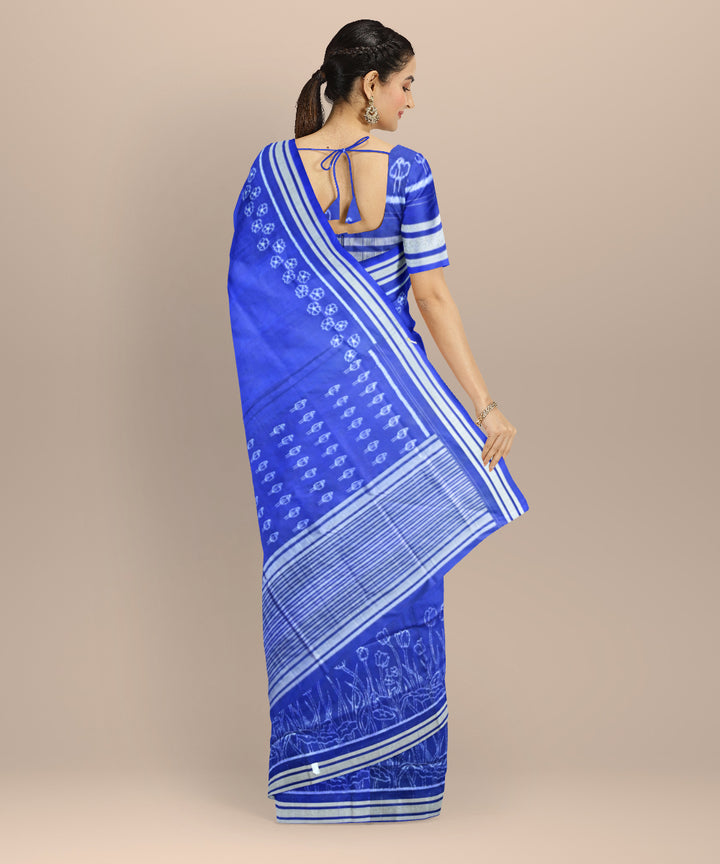 Sky blue cerulean silk handloom sambalpuri saree