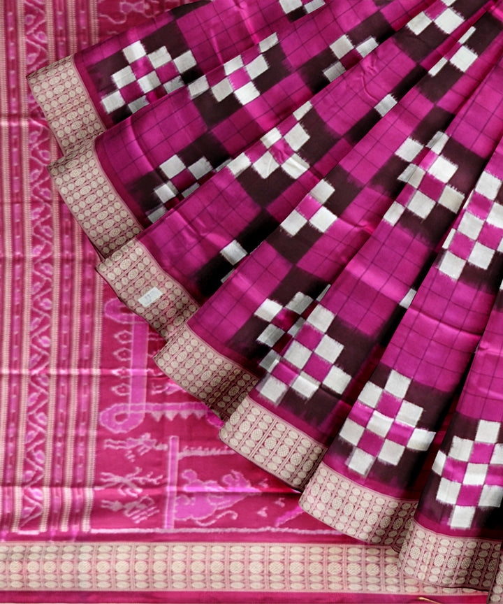 Pink deep pink silk handloom sambalpuri saree