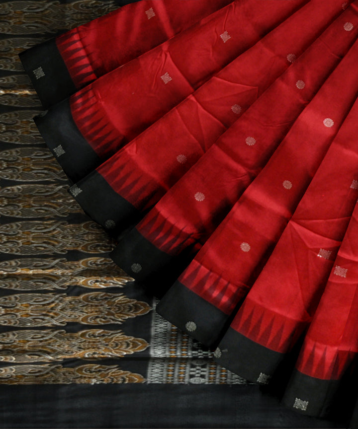 Red black silk handloom bomkai saree