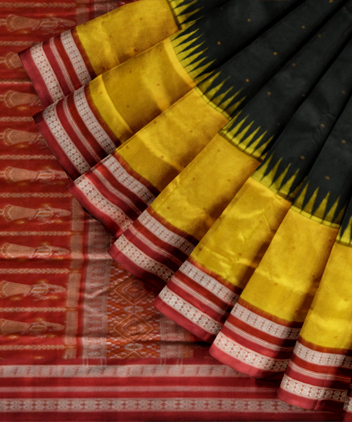 Multicolor dark red silk handloom bomkai saree