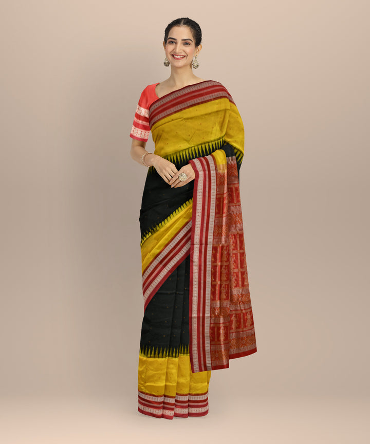 Multicolor dark red silk handloom bomkai saree
