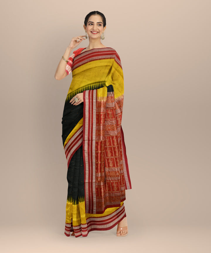 Multicolor dark red silk handloom bomkai saree